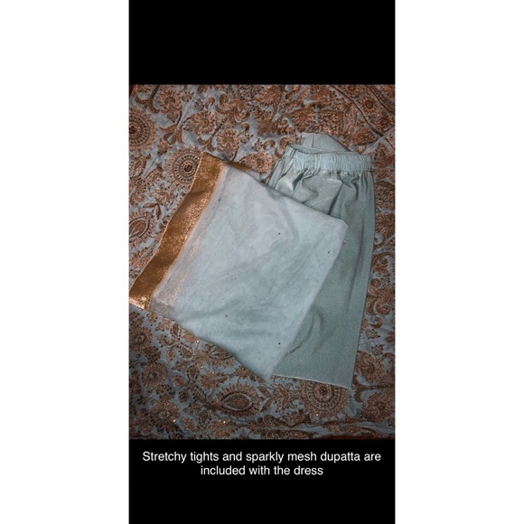 Light blue anarkali/dress with gold embroidery - Picture 6 of 6